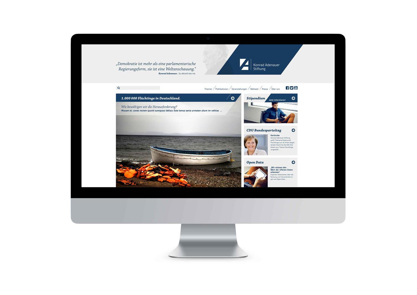 Gestaltung der neuen WEBSITE für die KAS / unveröffentlicht